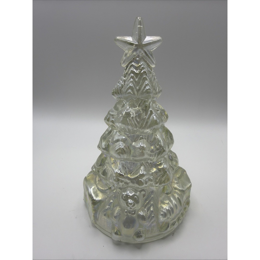 Vintage Iridescent Carnival Glass Christmas Tree Presents Teddy Bear